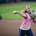 Michigan pitcher Sara Driesenga throws to first to get an out in the last inning of the game against Northwestern on Friday, May 3. Daniel Brenner I AnnArbor.com